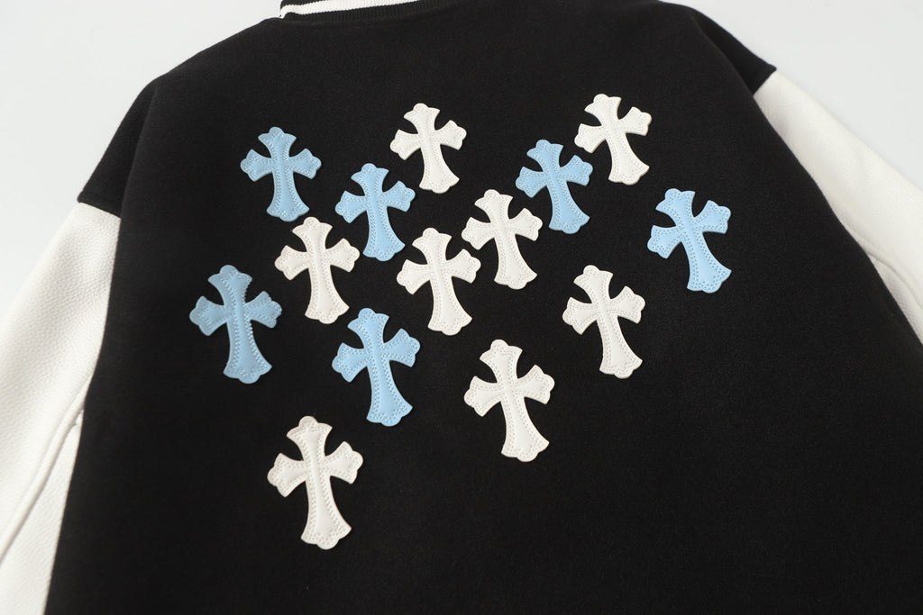 Black White Street Style Baseball Coat 0002